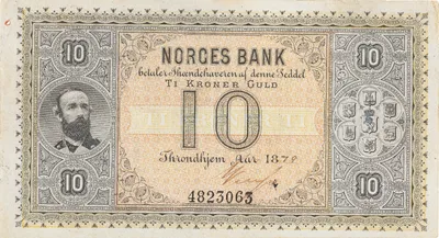 10 kronor, Trondheim, Norges bank, 1879