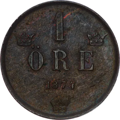 1  öre, Stockholm, Oscar II, 1874