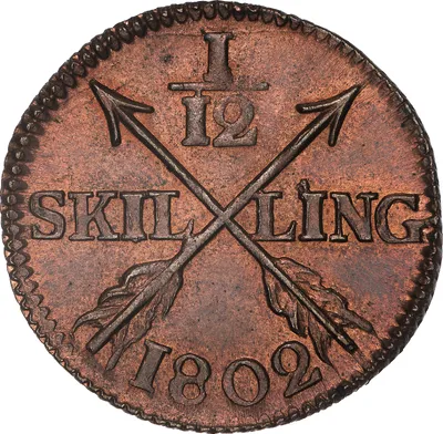 1/12 skilling, Avesta, Gustav IV Adolf, 1802