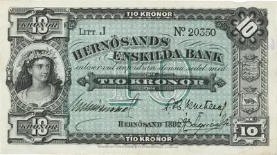 10 kronor, Hernösands Enskilda Bank, 1892