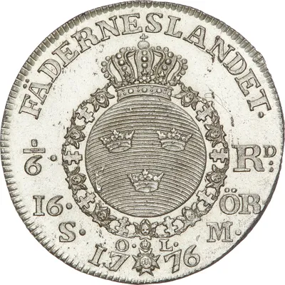 1/6 riksdaler, Stockholm, Gustav III, 1776