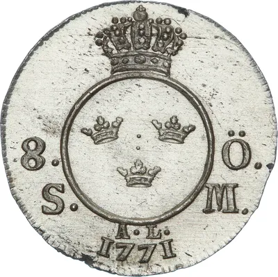 8 öre silvermynt, Stockholm, Adolf Fredrik, 1771