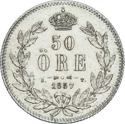 50 öre riksmynt, Stockholm, Oscar I, 1857