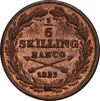 1/6 skilling banco, Stockholm, Karl XIV Johan, 1839