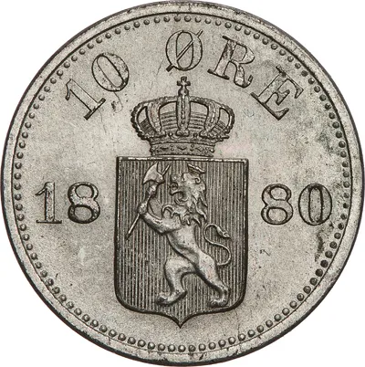 10 öre, Kongsberg, Oscar II, 1880