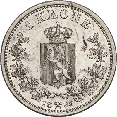 1 krona, Kongsberg, Oscar II, 1885