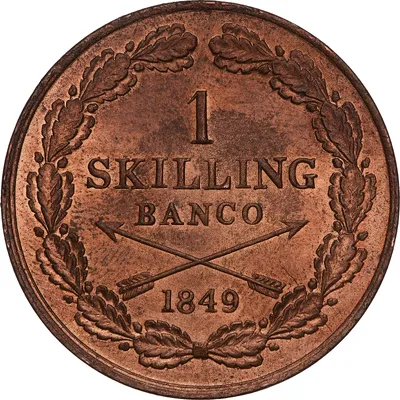 1  skilling banco, Stockholm, Oscar I, 1849