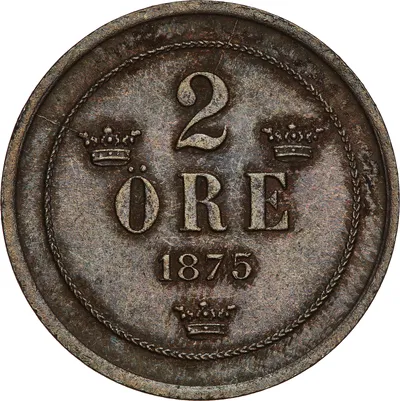 2 öre, Stockholm, Oscar II, 1875