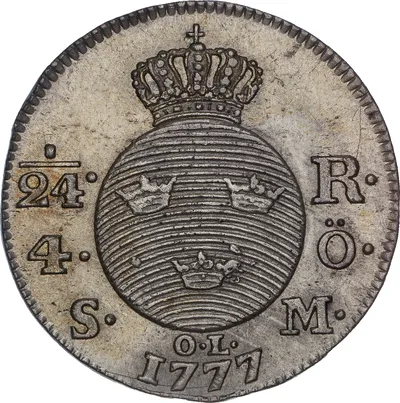 1/24 riksdaler, Stockholm, Gustav III, 1777