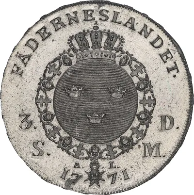 1 riksdaler, Stockholm, Stockholm, Gustav III, 1771