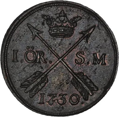 1 öre silvermynt, Avesta, Fredrik I, 1730